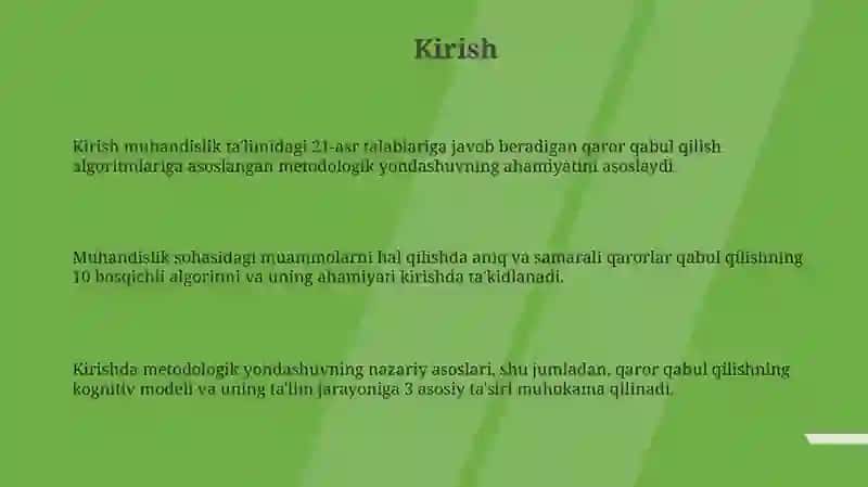 Muhandislik ta’limida qaror algoritmiga asoslangan metodik yondashuv 3