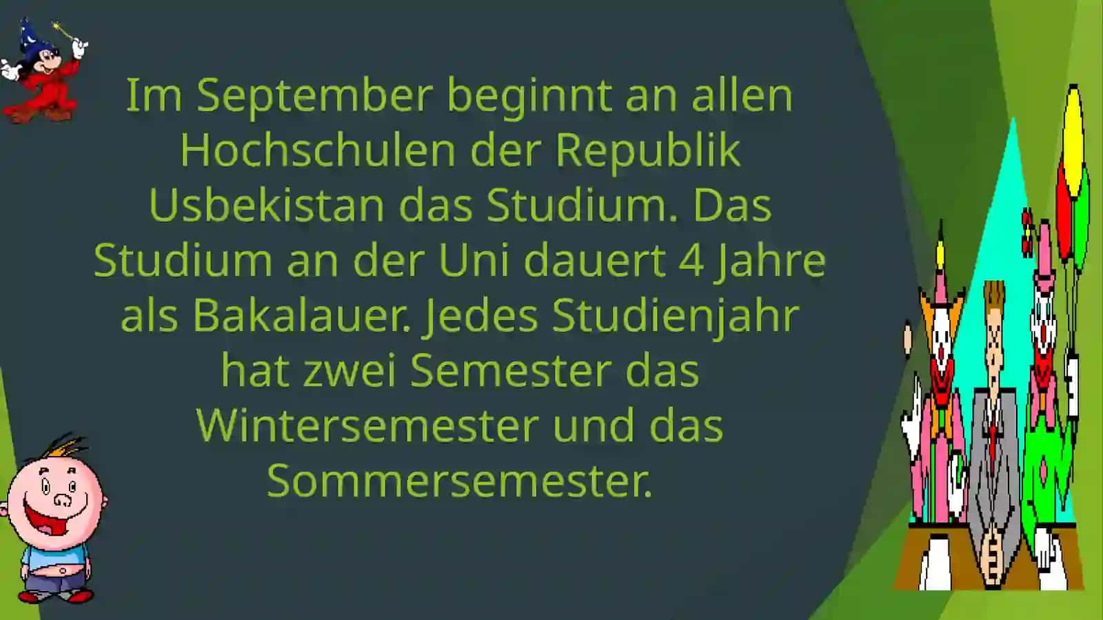 Die Präsentation der Studenten der Gruppe 316 an der Fakultät für Pädagogik 3