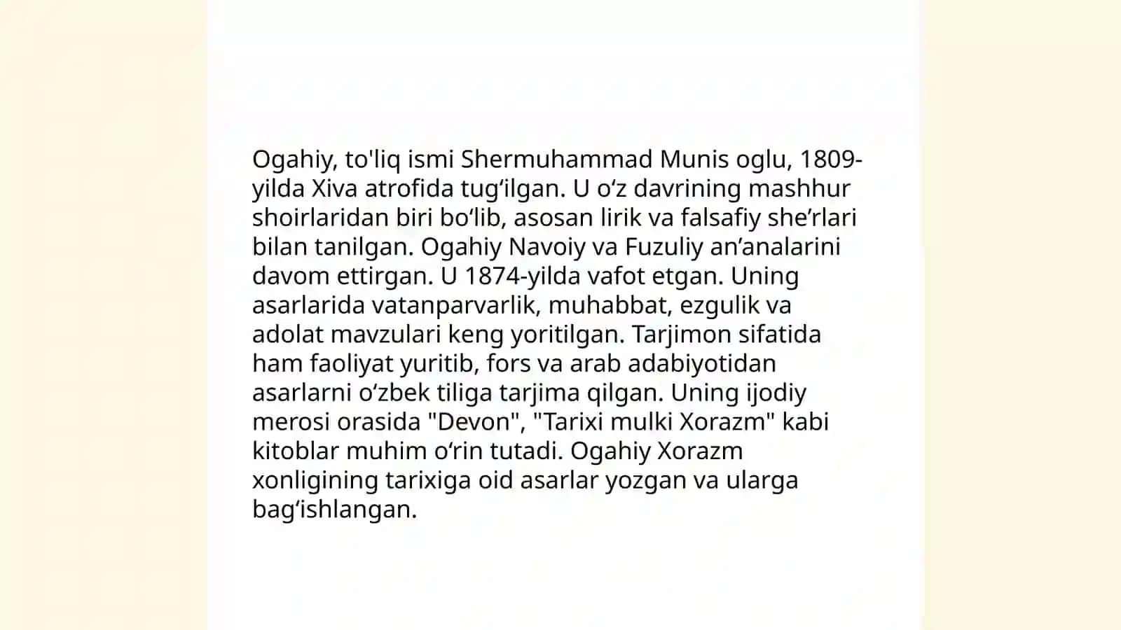 Ogahiy hayoti va ijodiy merosi 3