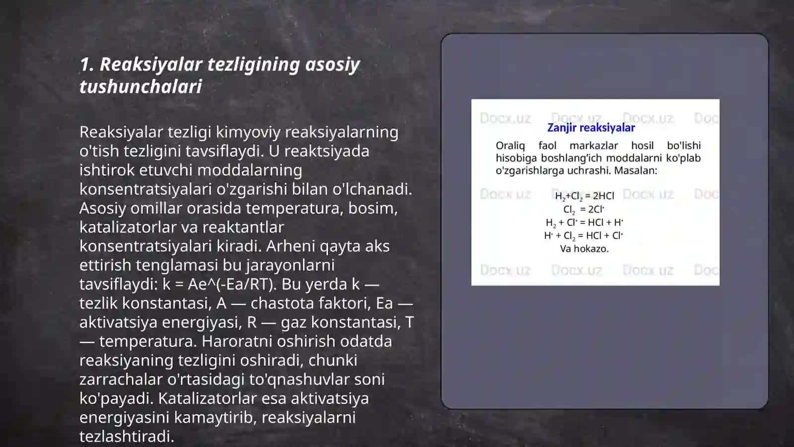 Reaksiyalar Tezligi 3