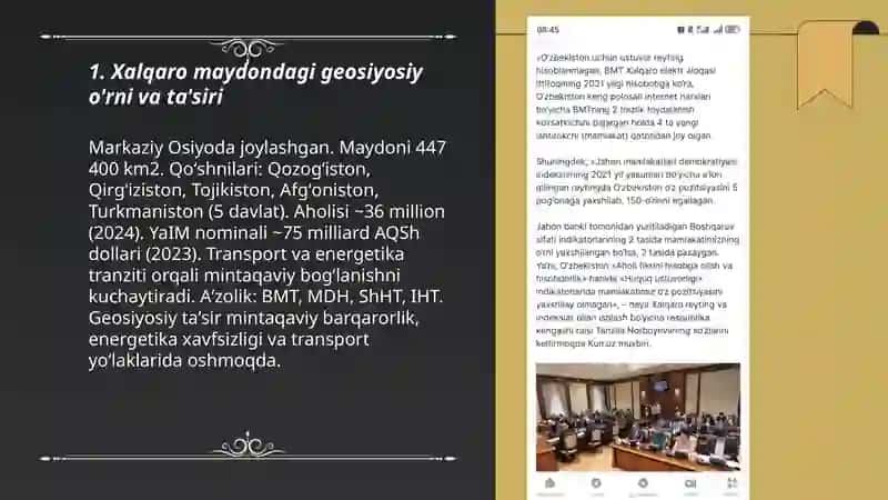 Xalqaro maydondagi o'rni va indekslari 3