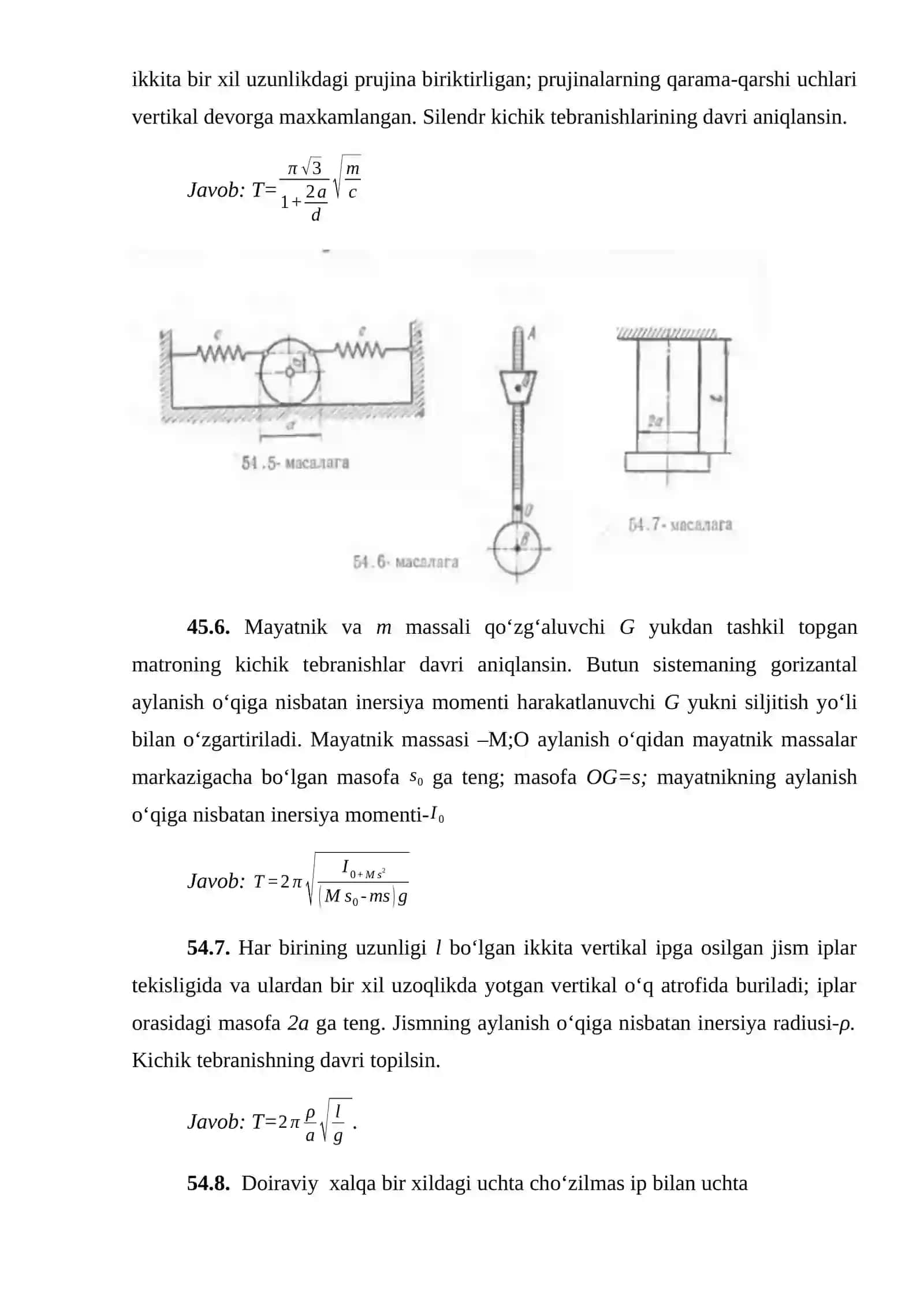 54-§. Erkinlik darajasi bitta bo‘lgan sistemaning kichik tebranishlari 3