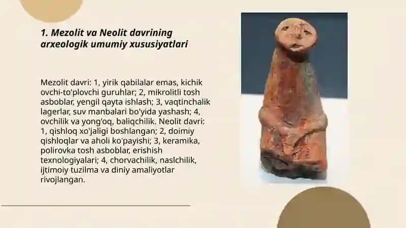 Mezolit va Neolit davri arxeologiya madaniyati 3