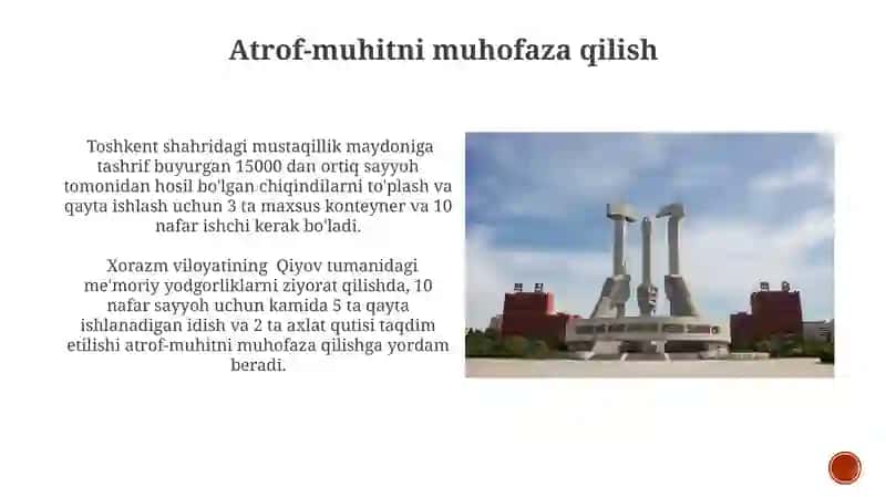 Jangovar va mexnat shuxrat joylariga safarlar tashkil qilish va ôtkazish 3