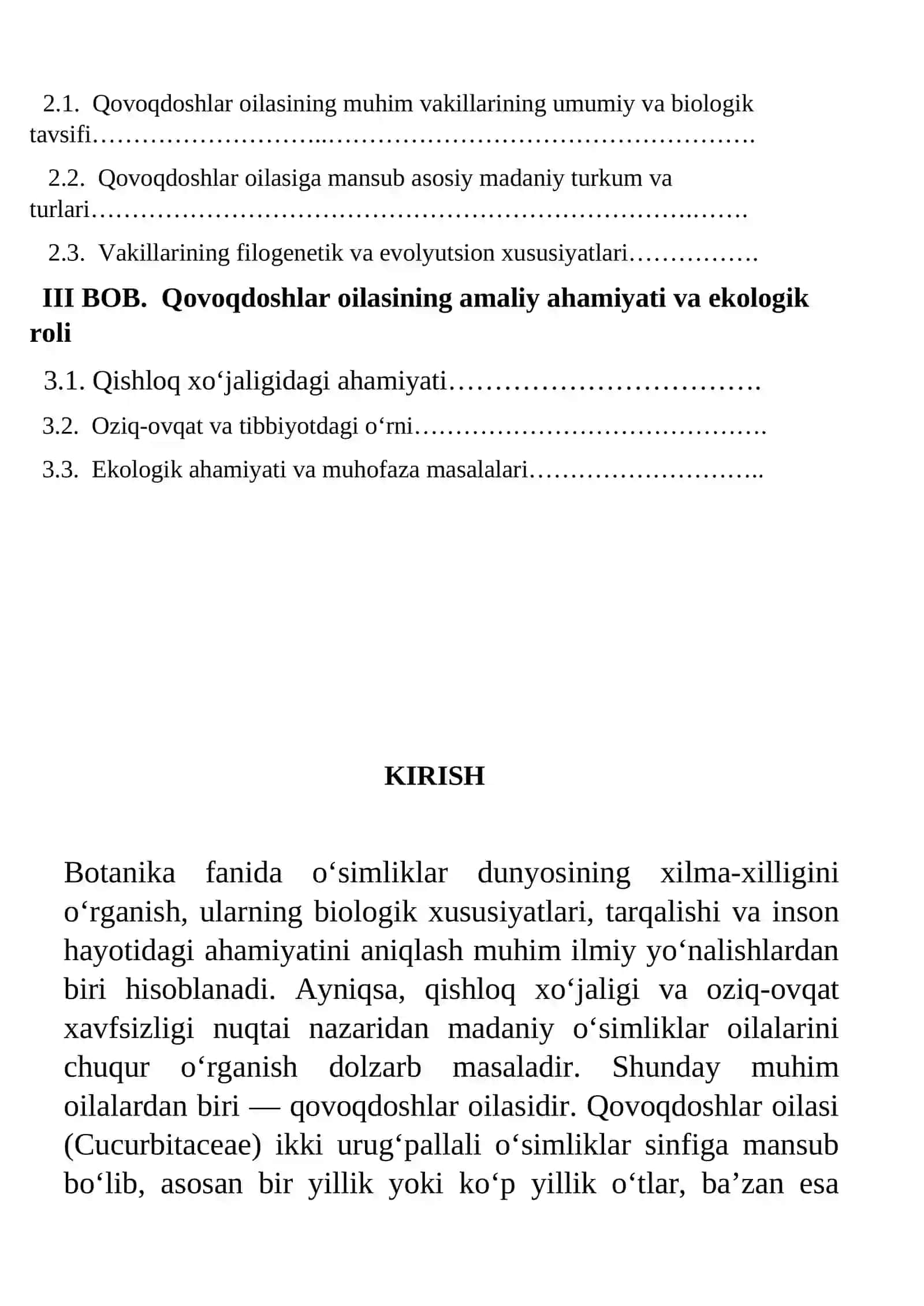 Qovoqdoshlar oilasi ''Cucurbitaceae'' ning tarqalishi, tuzilishi, rivojlanishi, amaliy ahamiyati va biologik xususiyatlari 3
