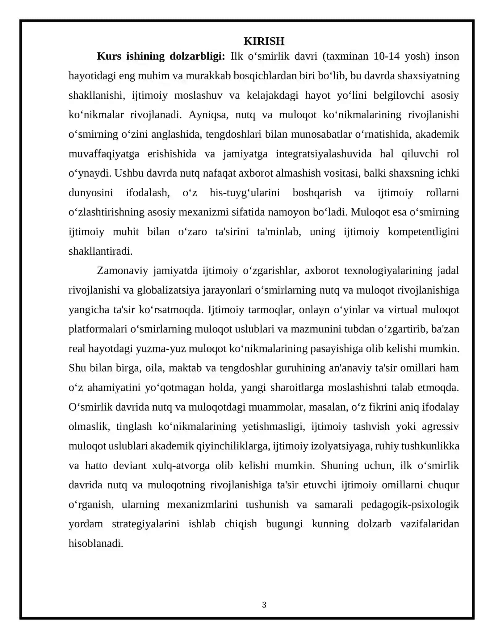 Ilk o’smirlik davrida nutq va muloqotning rivojlanishiga ijtimoiy omillarning ta’siri 3