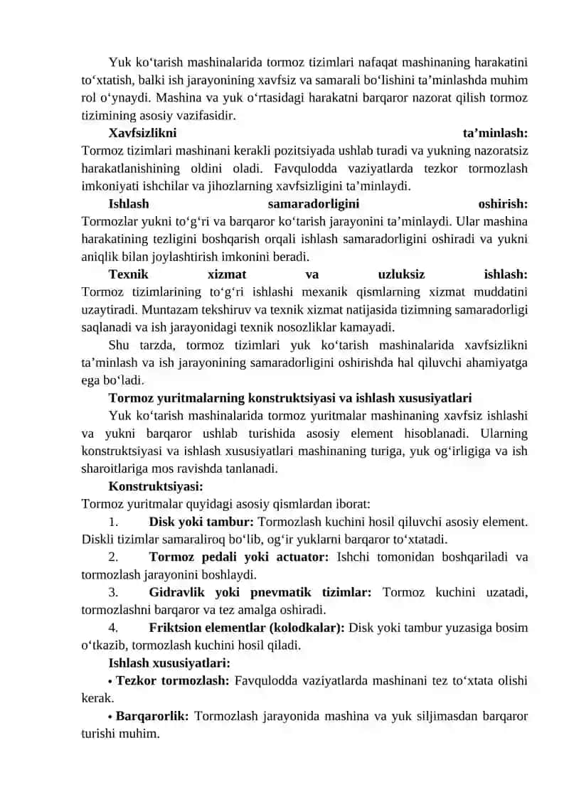 Yuk ko‘tarish mashina tormoz yuritmalari 3