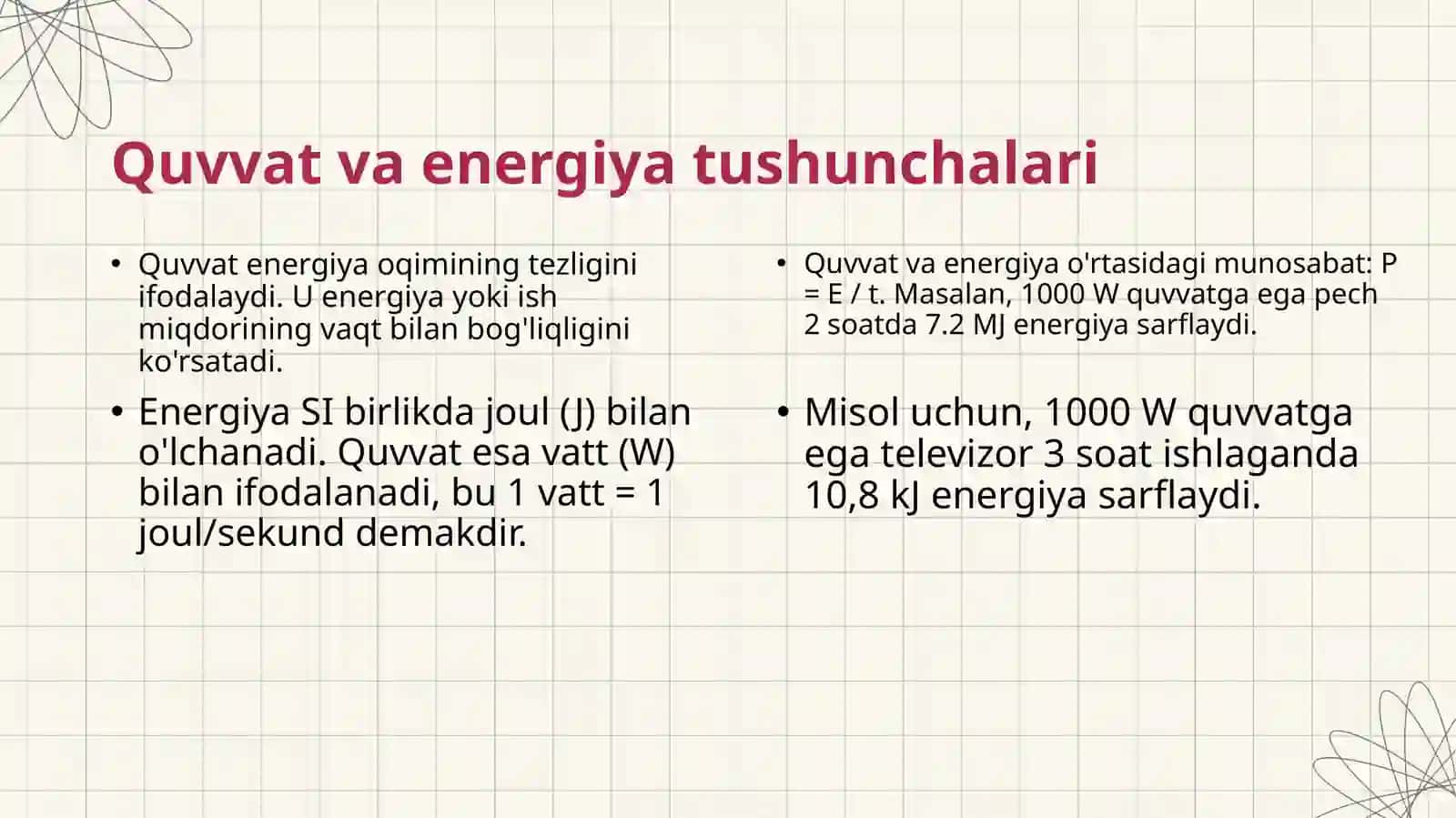 Quvvat. Energiya: kinetik va potensial encrgiya 3