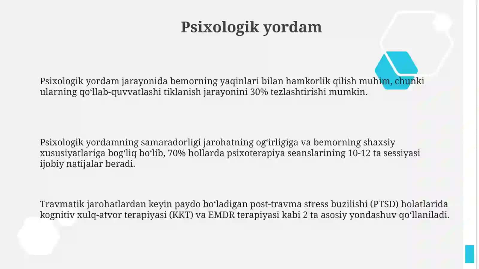 Travmatik shikast olganlarga birinchi yordam va stabillashtirish 3