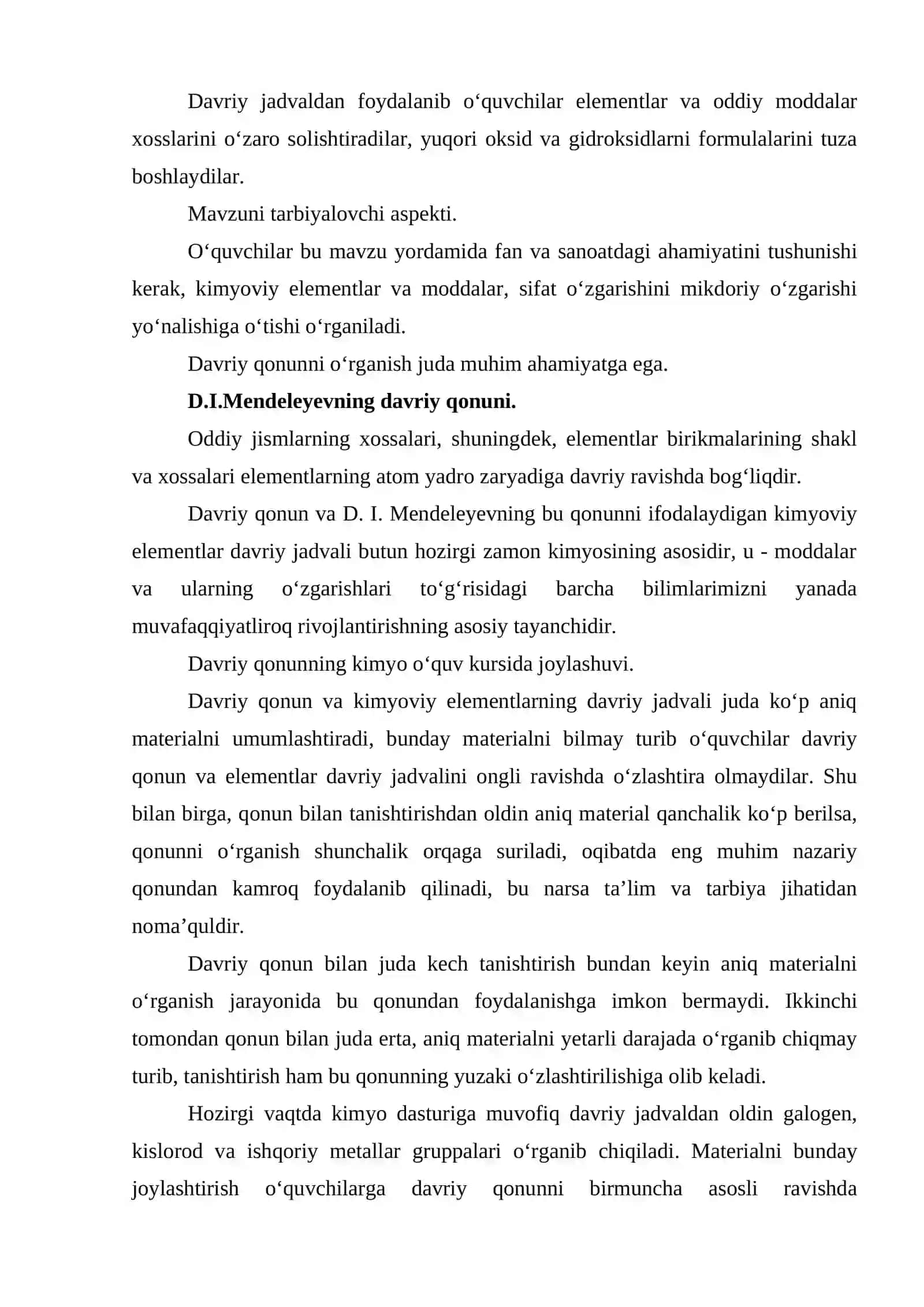 Davriy qonun va davriy sistemasini o‘qitish metodikasi 3