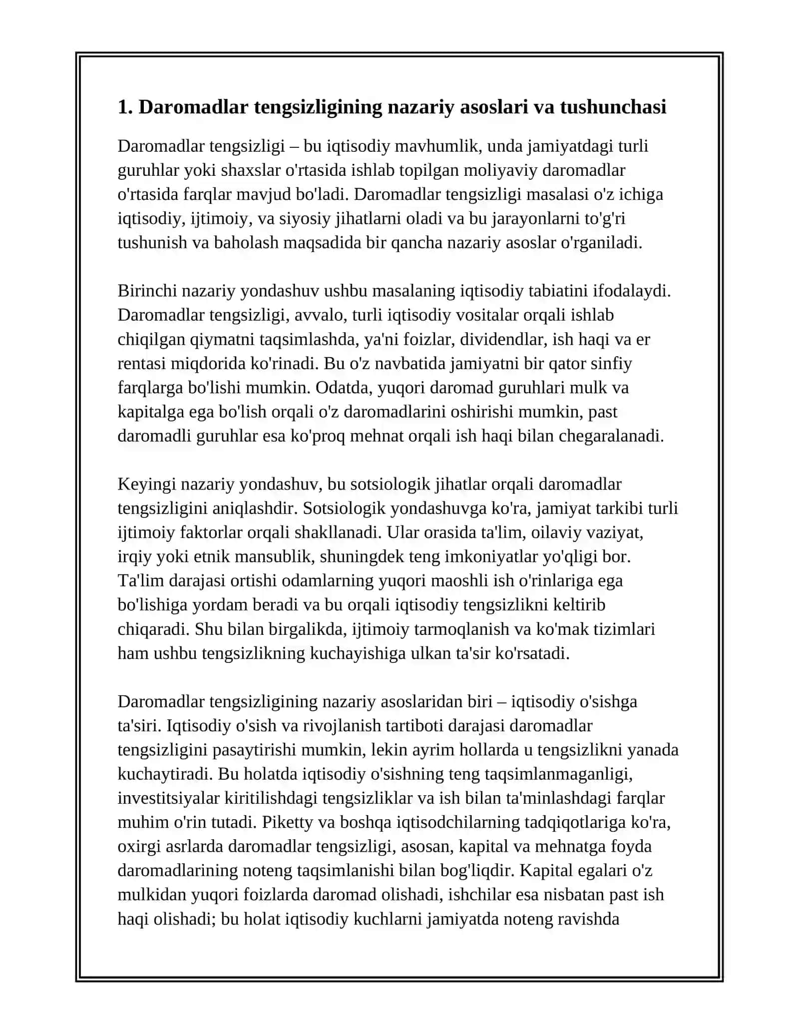 DAROMATLAR TENGSIZLIGI VA UNING DARAJASINI ANIQLASH 3