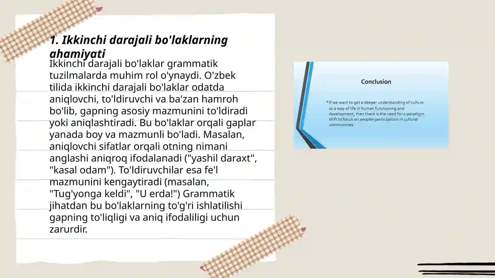 Ikkinchi darajali bo‘laklar. Uyushiq va ajratilgan bo'laklar 3