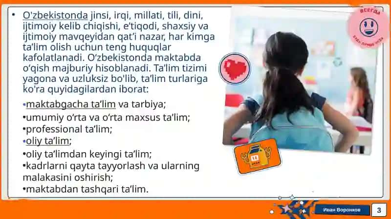 Ta’lim turlari va ta’limni tashkil etish shakllari 3