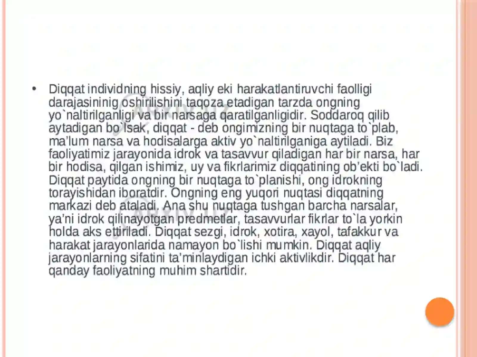 Diqqat va Xotira – psixik jarayon sifatida 3