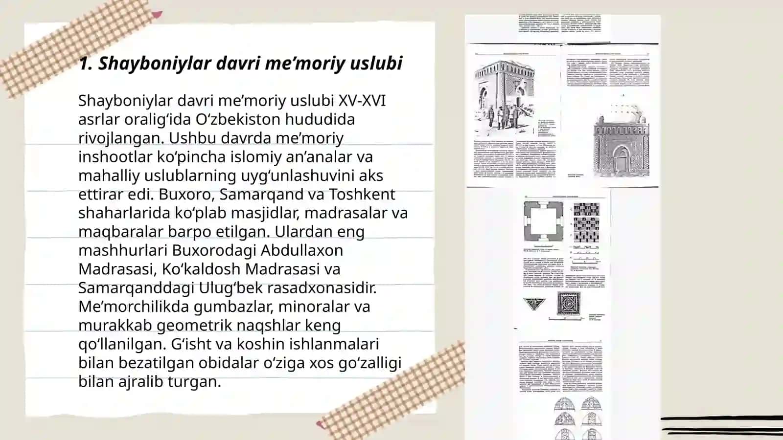 Shayboniylar davri arxitekturasi va tipologiyasi 3