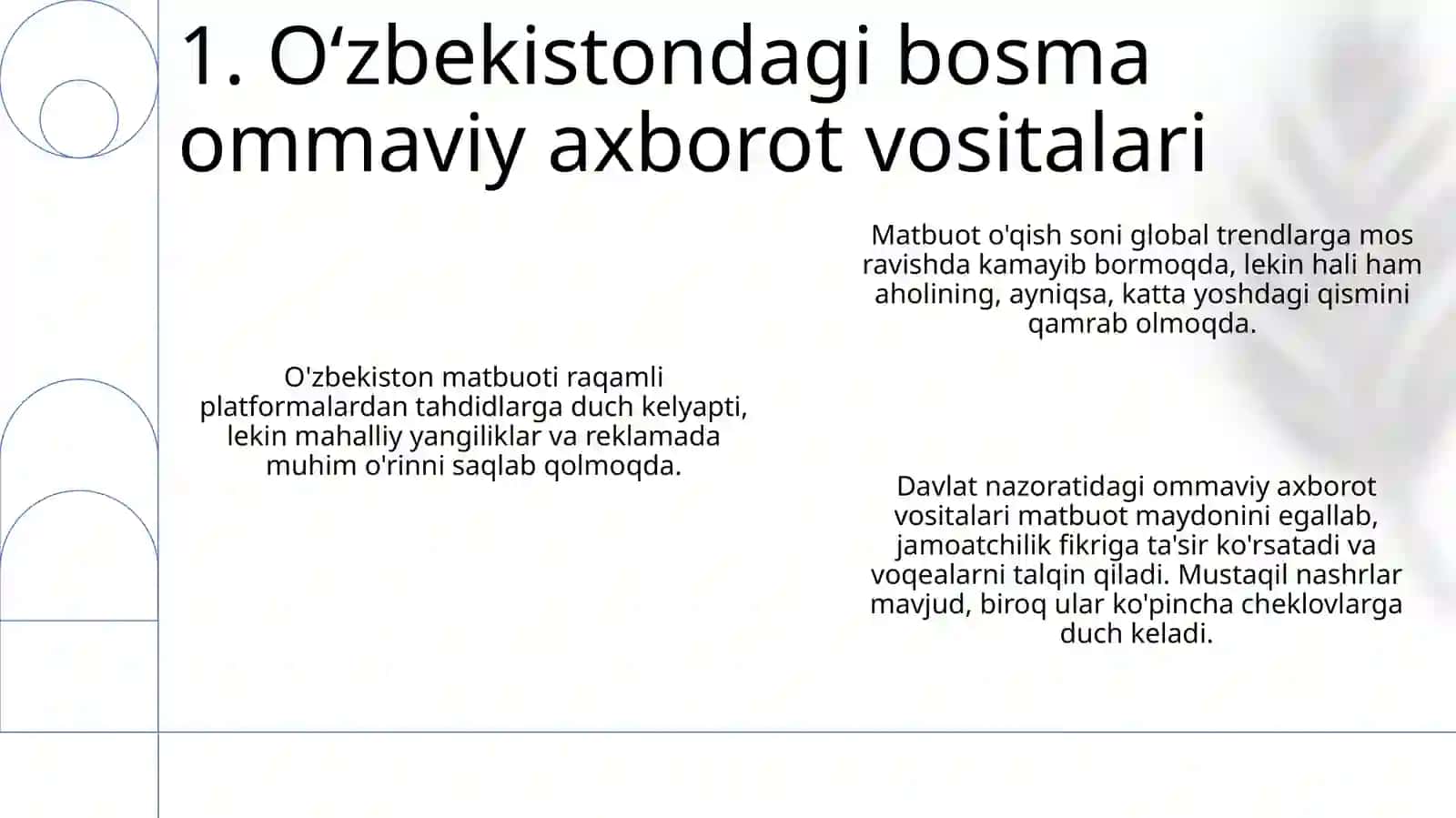 O'zbekiston Respublikasida ommaviy axborot vositalarining faoloyati 3