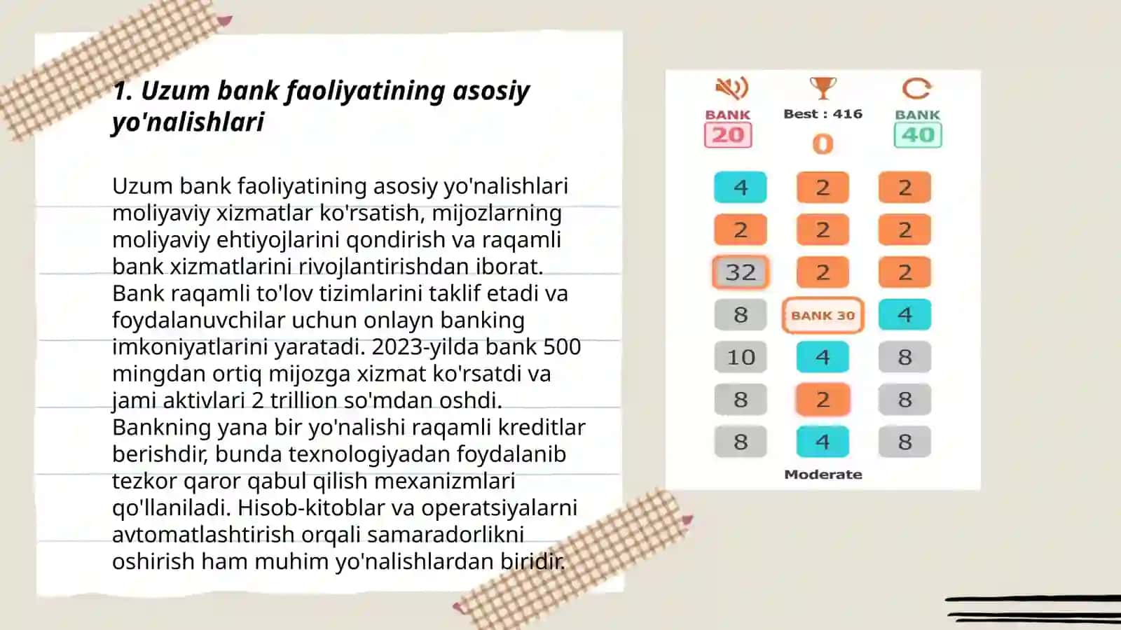 Uzum bank faoliyatining asosiy yo'nalishlari 3