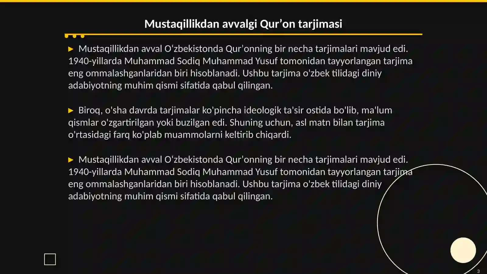 Mustaqillik yillarida Qurʼonning oʻzbek tiliga tarjima qilinishi va tafsirlari 3