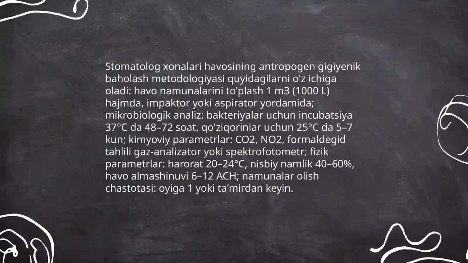 Stomatolog xonalari havosining antropogen gigiyenik baholash metodologiyasi 3