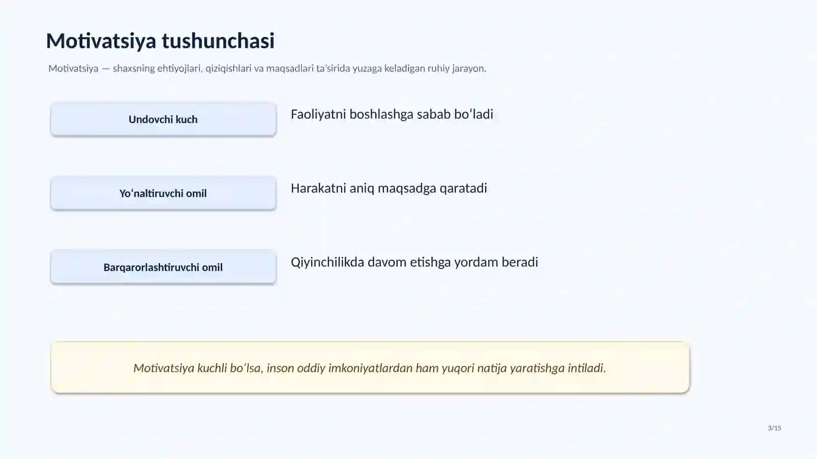 Motivatsiya va ehtiyojlar psixologiyasi 3