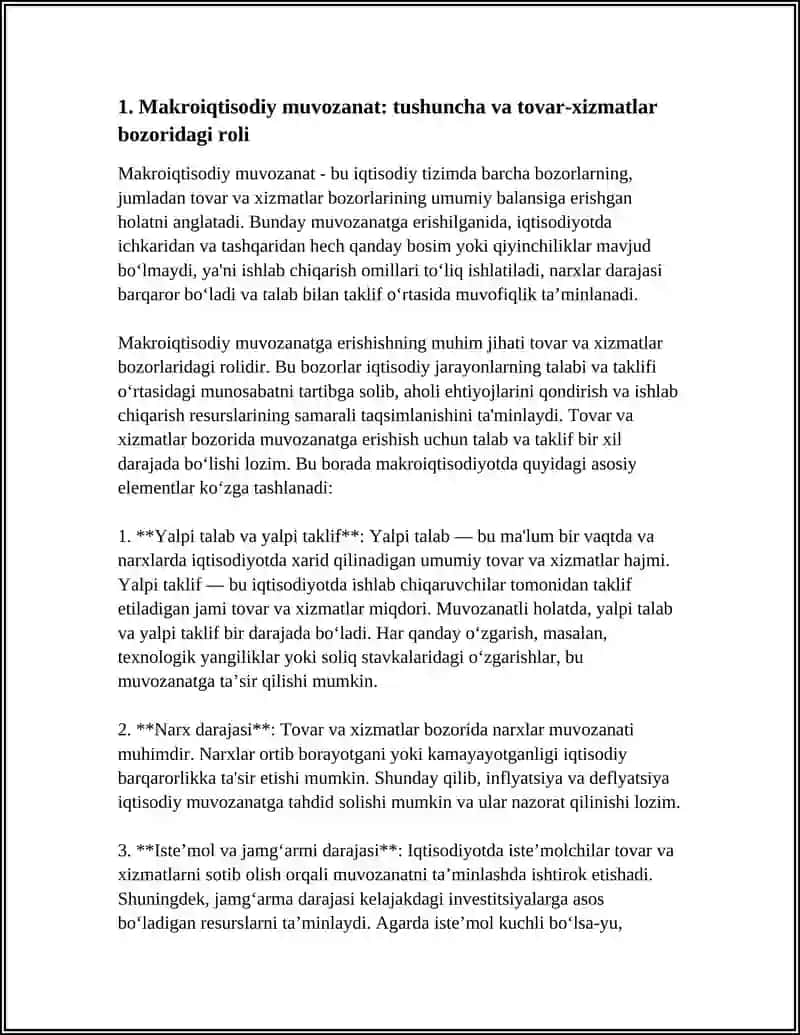 TOVAR VA XIZMATLAR BOZORIDA MAKROIQTISODIY MUOZANATGA ERISHISH MEXANIZIMNING MOHIYATI 3