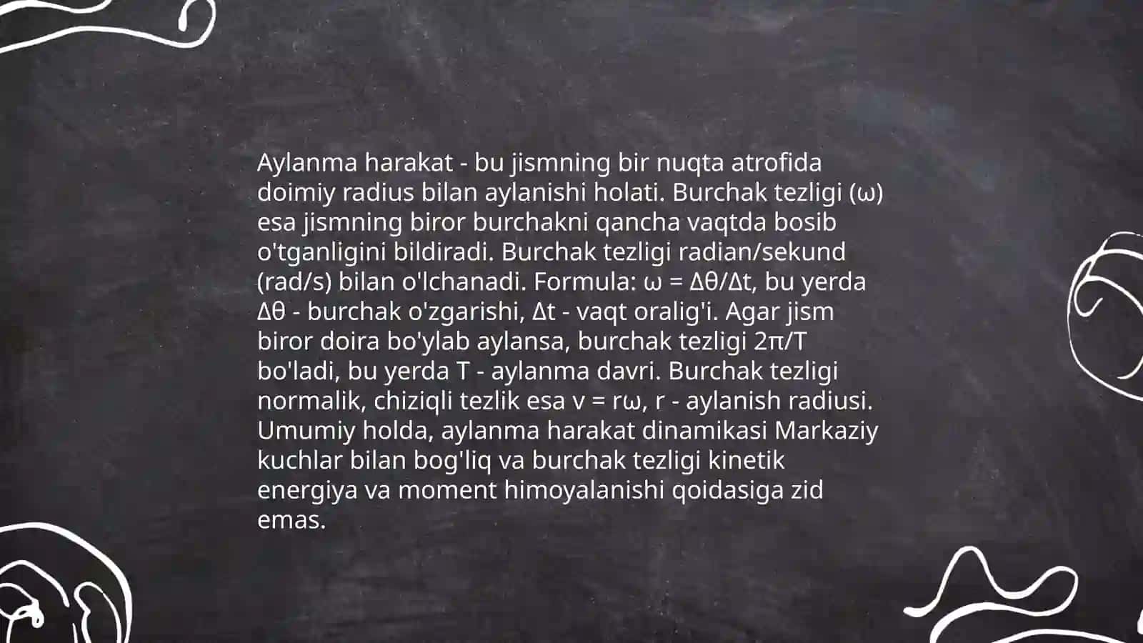 Aylanma harakat dinamikasiga doir masalalar yechish 3