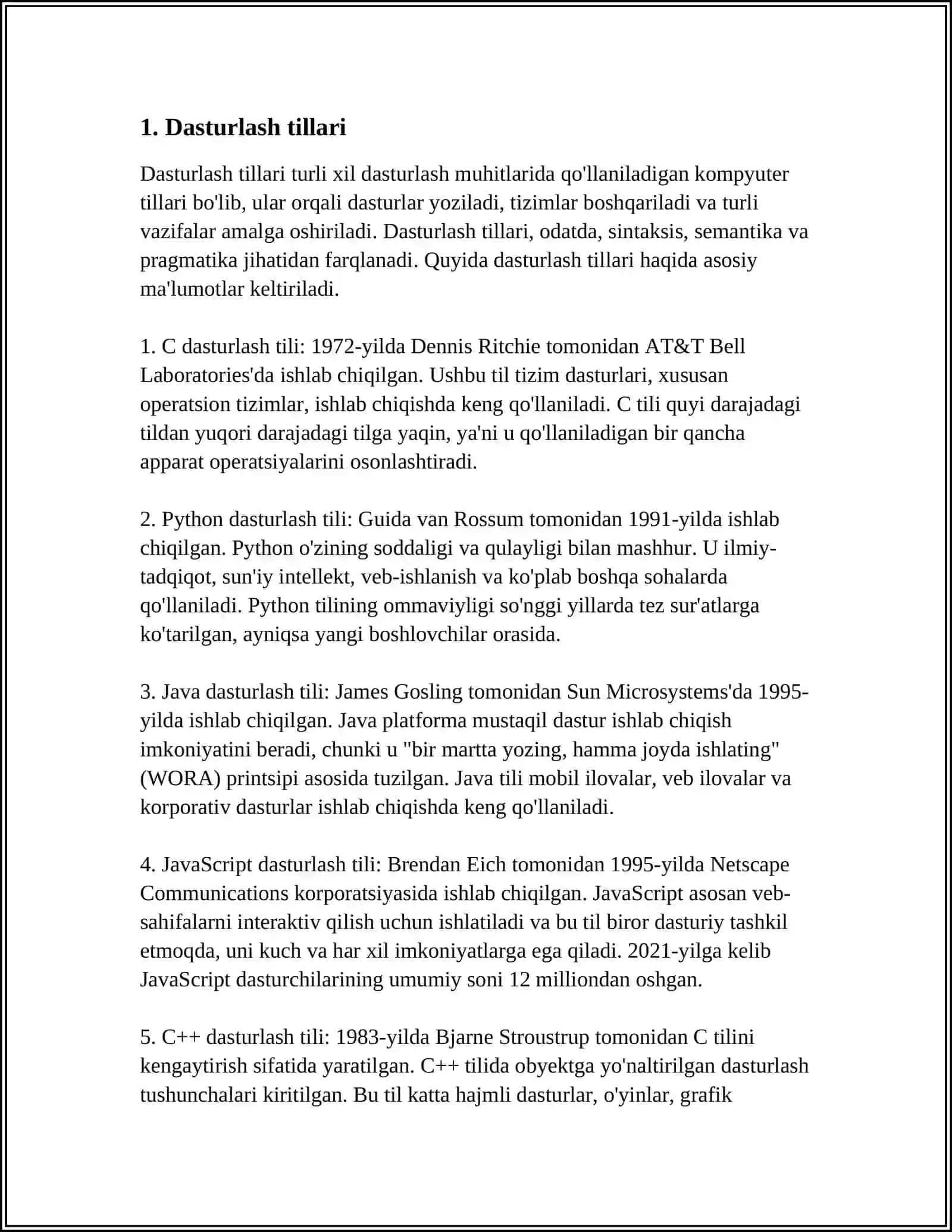 Dasturlash tillari 3