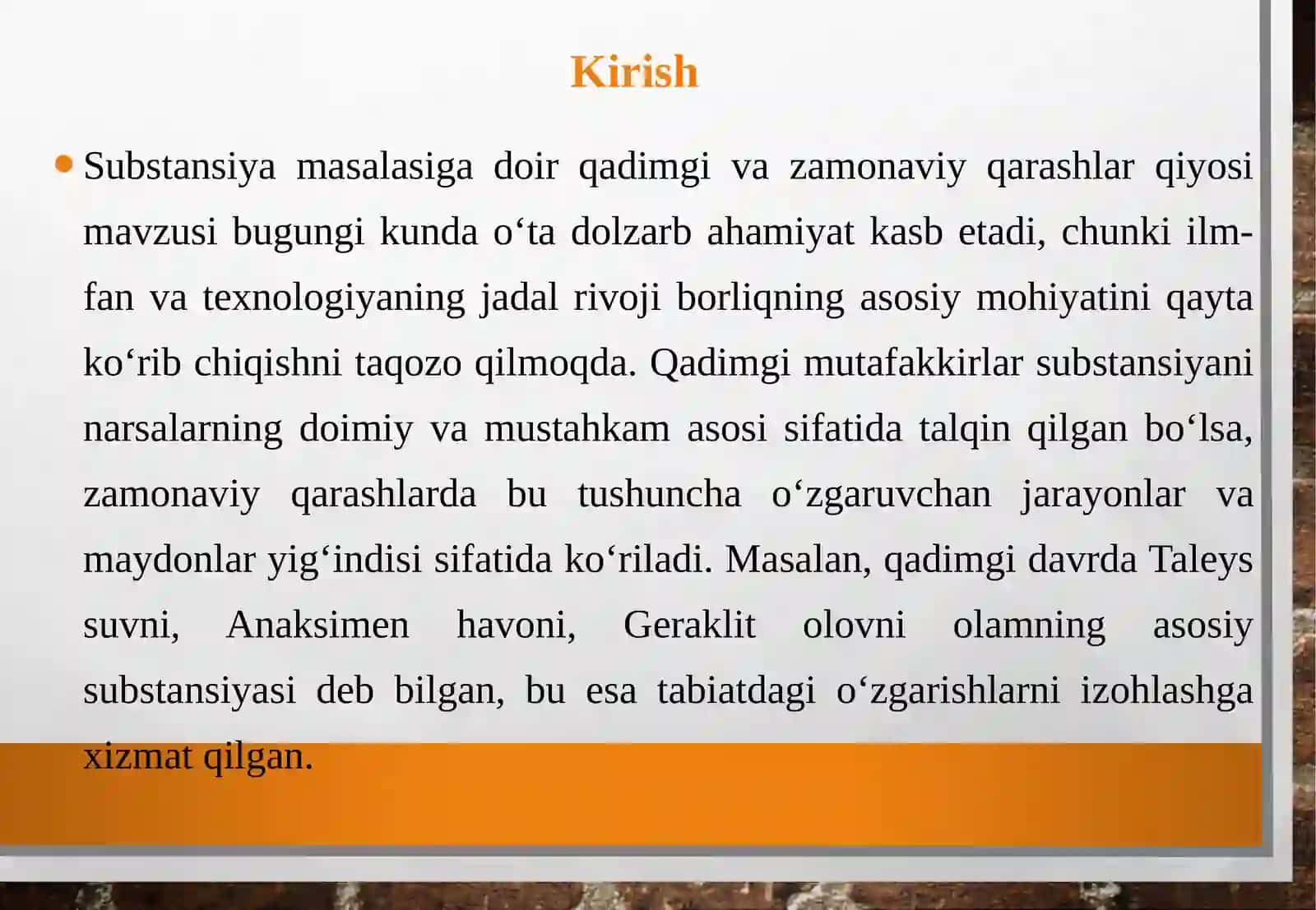 Substansiya masalasiga doir qadimgi va zamonaviy qarashlar qiyosi 3