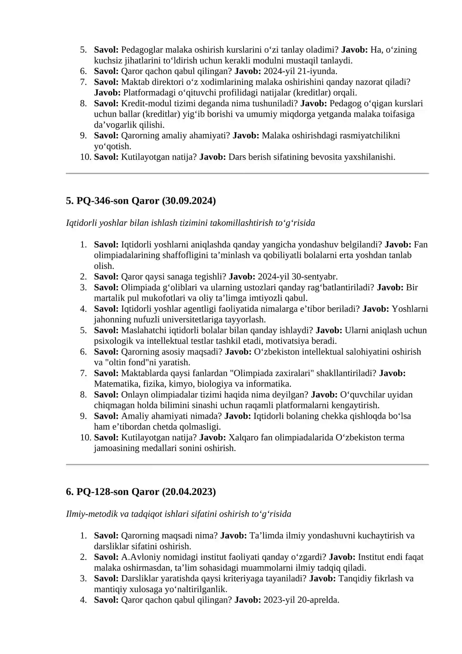 Maktablarda direktor maslahatchi uchun savol javob 3
