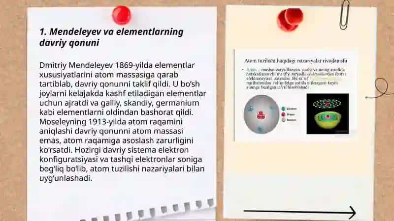 Elementlarning davriy sistemasi atom tuzilishini nazariyalari bilan bog'liqligi 3