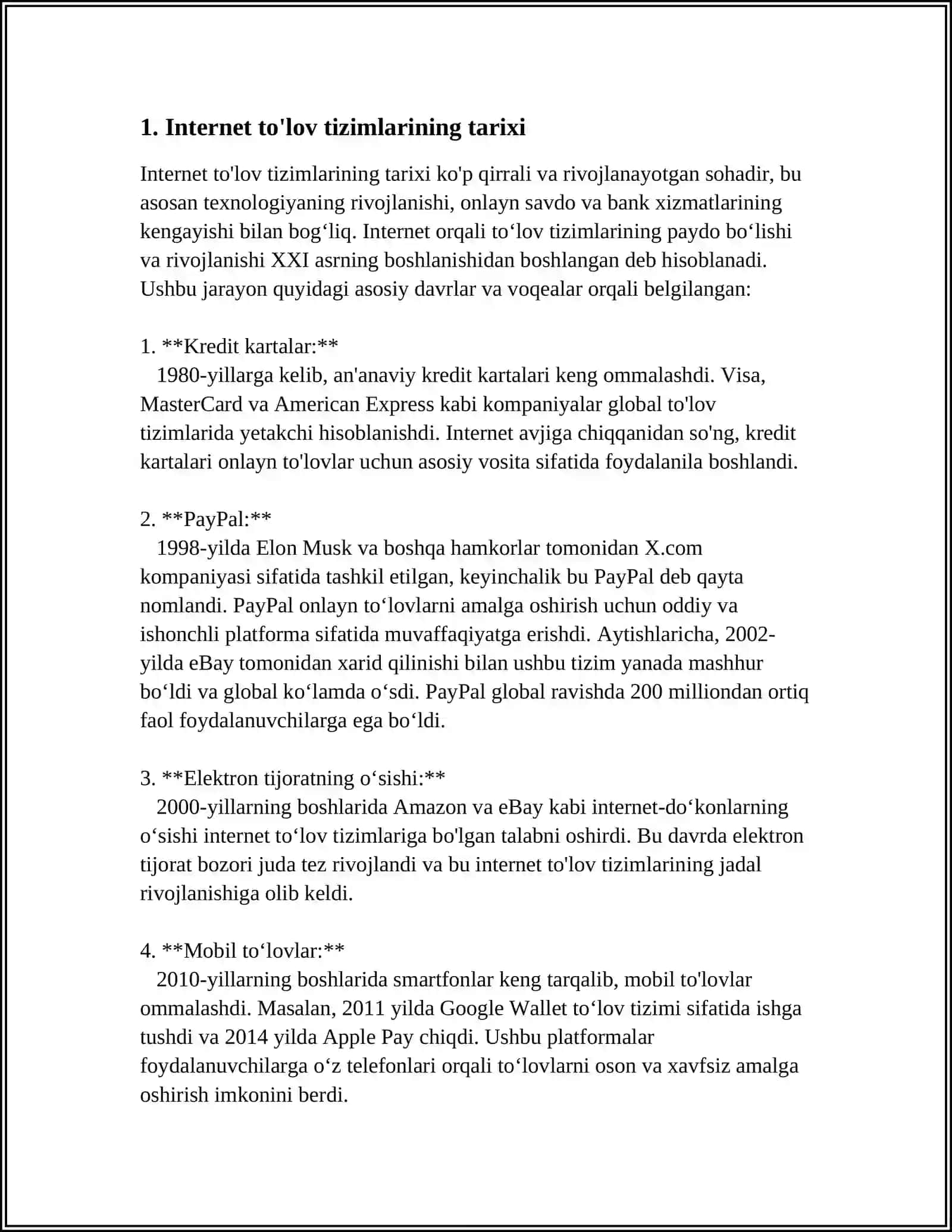 INTERNET TO'LOV TIZIMLARI VA ULARNI ISHLASH TEHNOLOGIYALARI 3