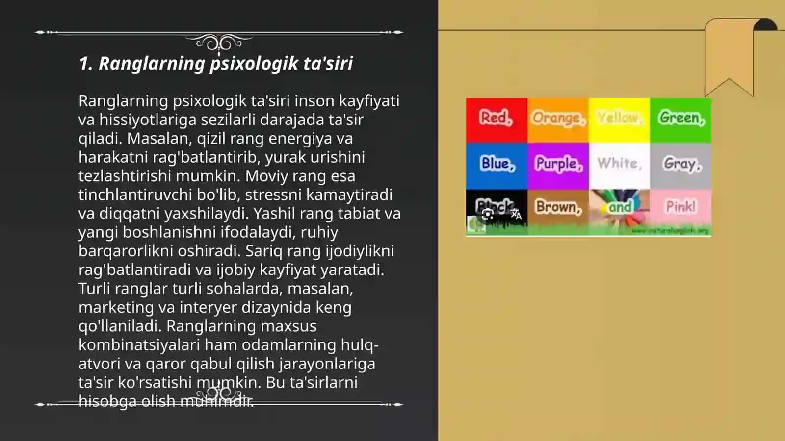 Mashgʻulotlarda ranglardan foydalanish 3