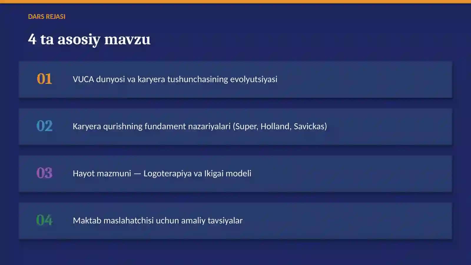 Karyera Qurish Nazariyasi va O'quvchining Hayot Mazmunini Aniqlash 3