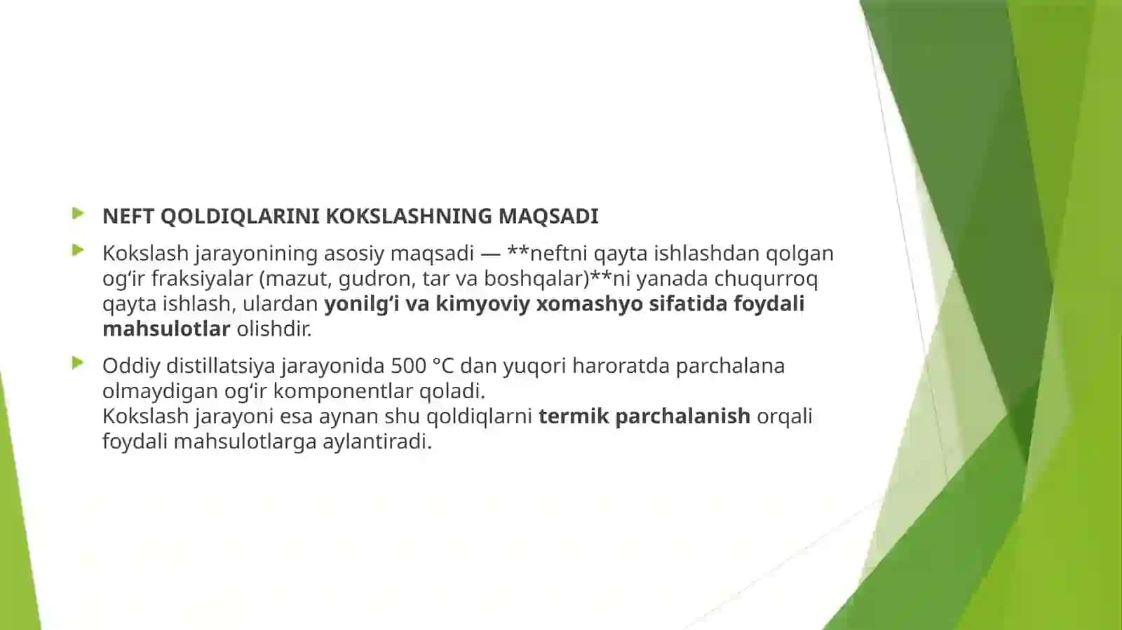 NEFT QOLDIQLARINI KOKSLASH QURILMALARI VA ULARNI VAZIFALARI TA'LIMI 3