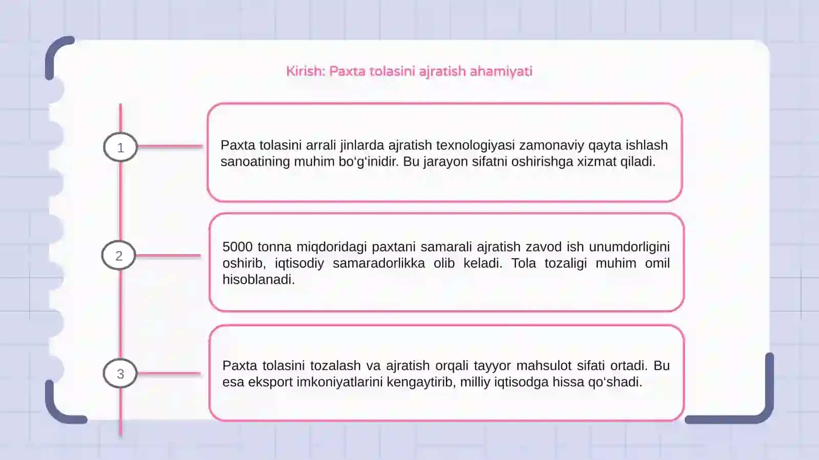 Paxta tolasini arrali jinlarda ajratish va tozalash hisobi 3