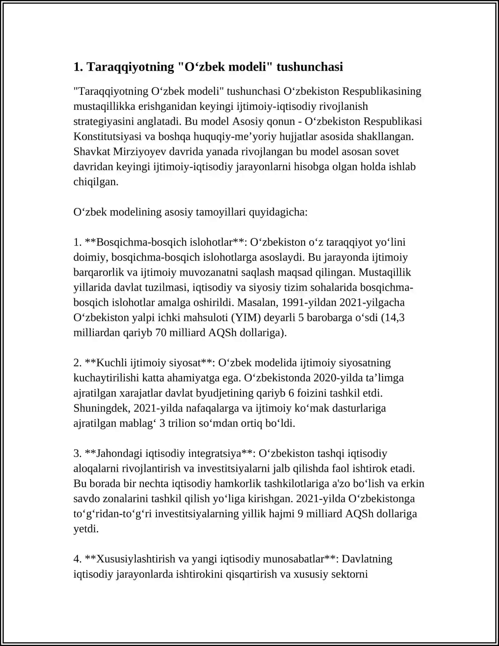 TARAQQIYOTNING “O‘ZBEK MODELI” VA UNING O‘ZIGA XOS XUSUSIYATLARI 3