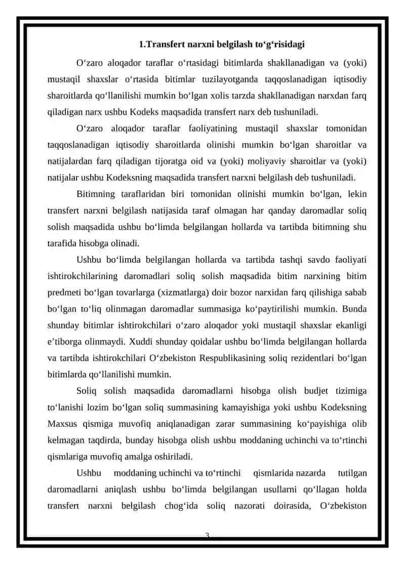 Transfert narxni belgilashda soliq nazorati 3
