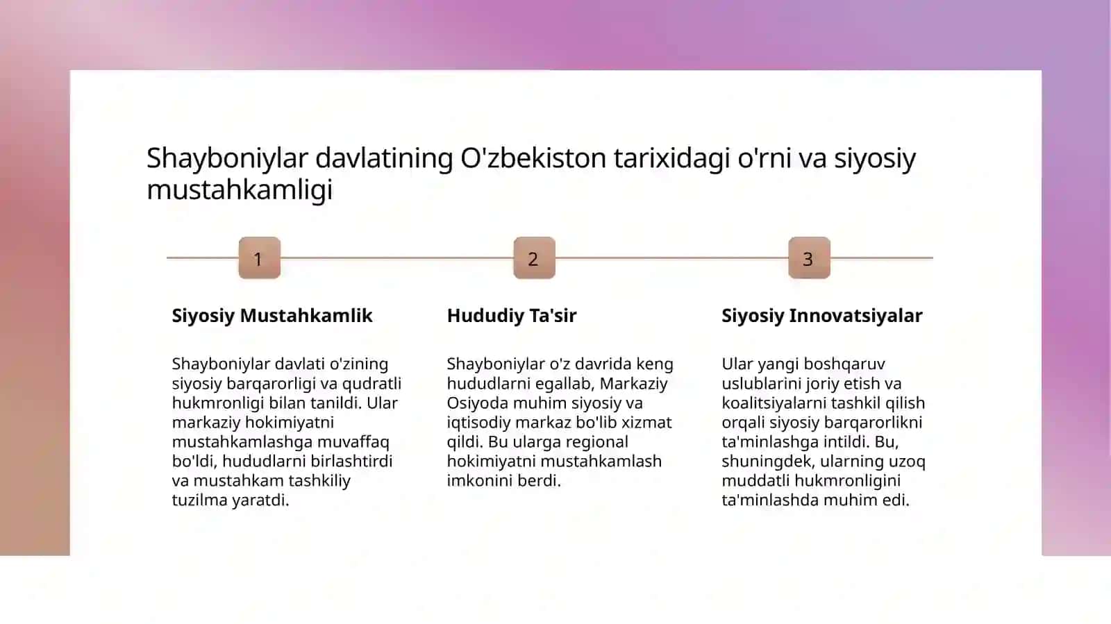 O'zbek davlatchiligida  Shayboniylarning tutgan o'rni 3