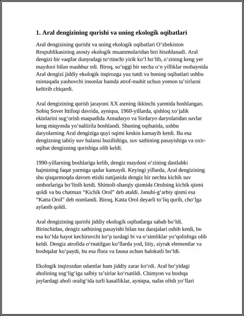 OʻZBEKISTON RESPUBLIKASINING ASOSIY EKOLOGIK MUAMMOLARI 3