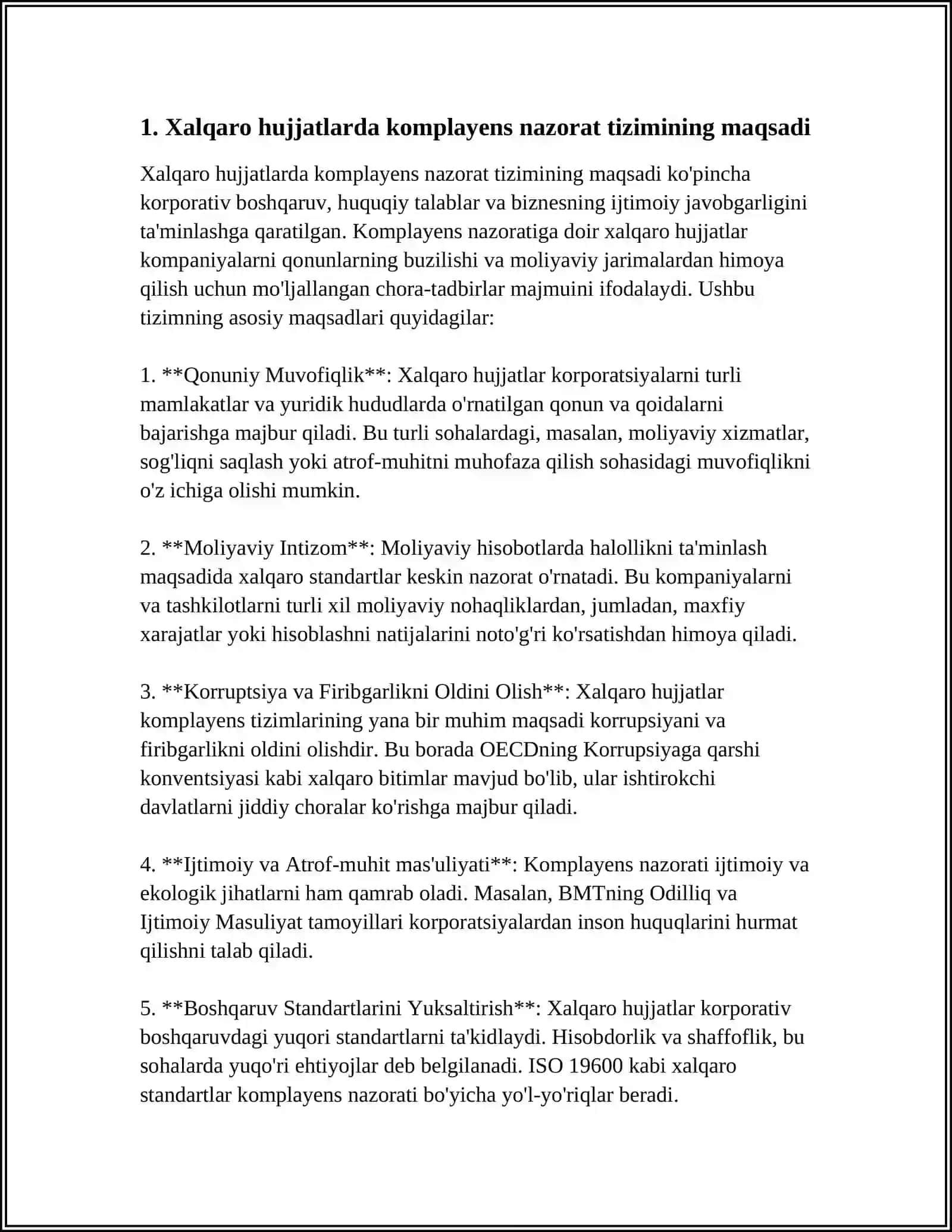 XALQARO HUJJATLARDA KOMPLEANS NAZORAT TIZIMI JORIY ETILISHIGA OID STANDARD VA TAVSIYALAR 3