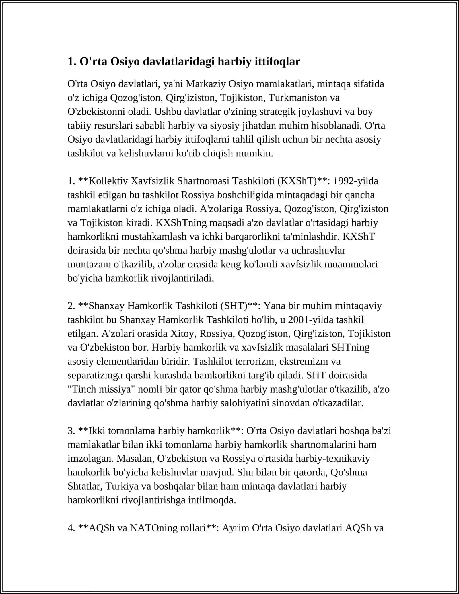 O'rta Osiyo davlatlaridagi harbiy ittifoqlar 3