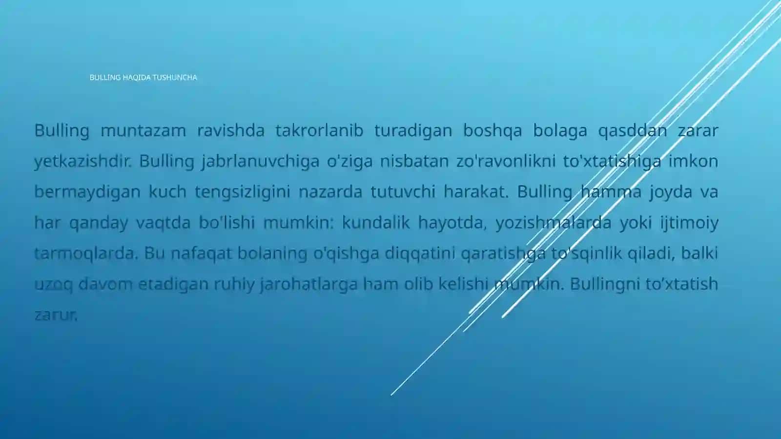 O’Smirlar O’rtasida Bulling Muammolari 3