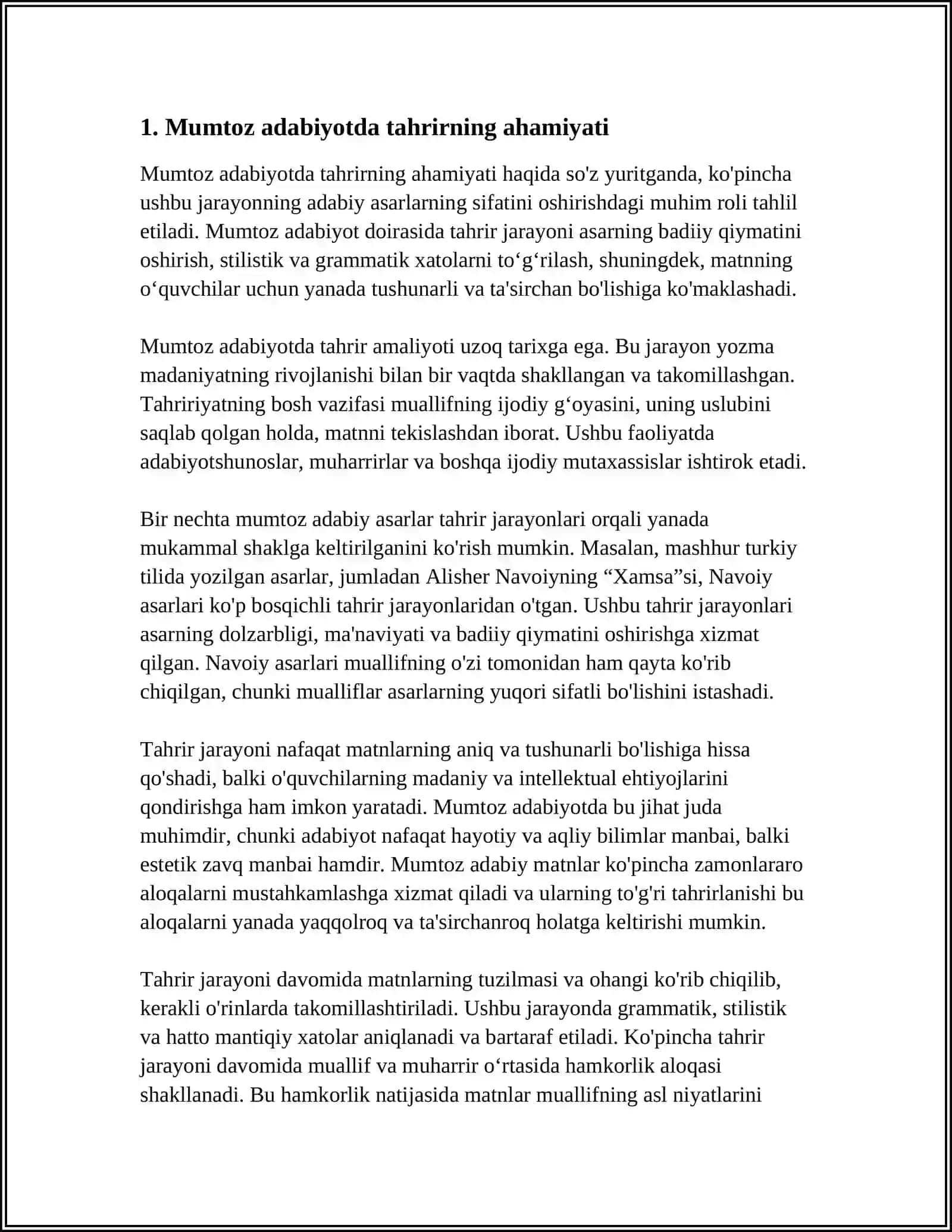 MUSTAQIL ISH Mavzu: MUMTOZ ADABIYOTDA TAHRIRGA OID QAYDLAR 3