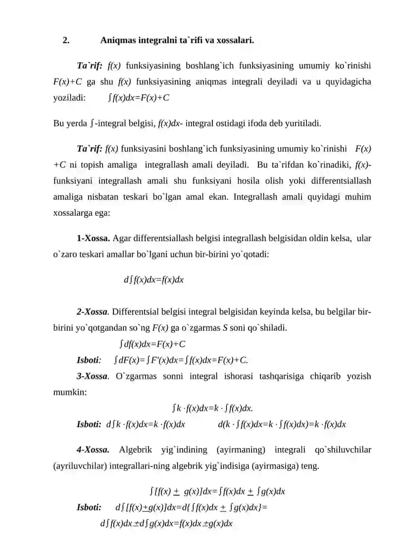 Aniq va aniqmas integrallar 3