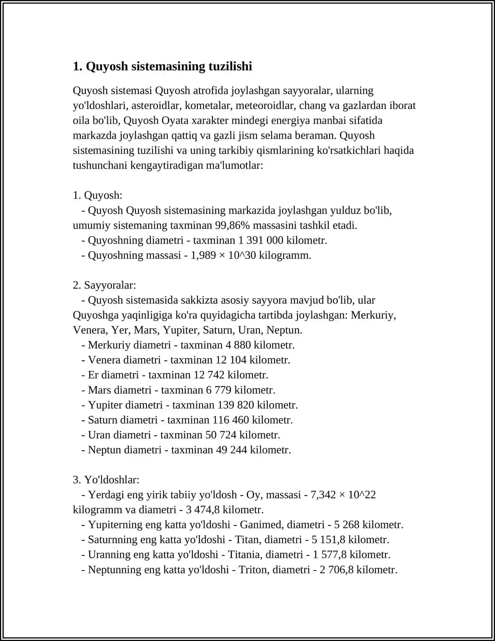Quyosh sistemasining tuzilishi 3