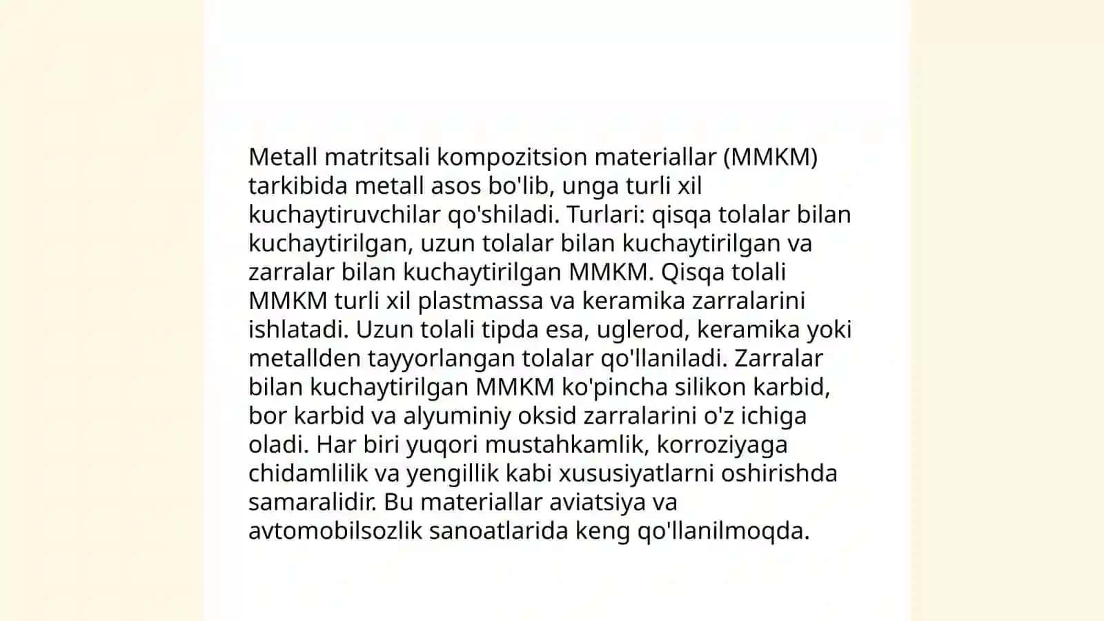 Metall matritsali kompozitsion materiallar 3