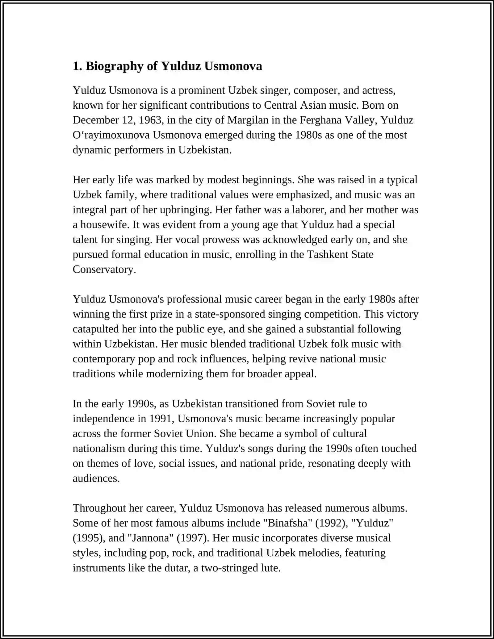Yulduz Usmonova's Biography 3