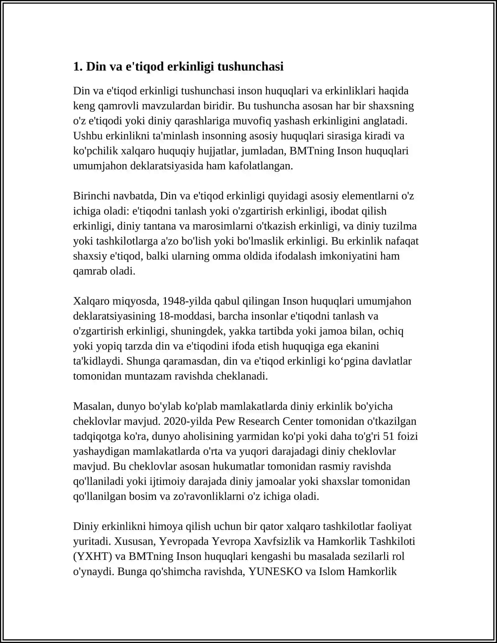 MUSTAQIL ISH Mavzu: VIJDON VA E'TIQOD ERKINLIGI TA'RIF 3