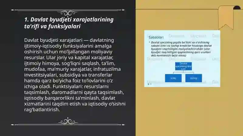 Davlat byudjeti xarajatlarining, tarkibi,tuzilishi va dinamikasi 3