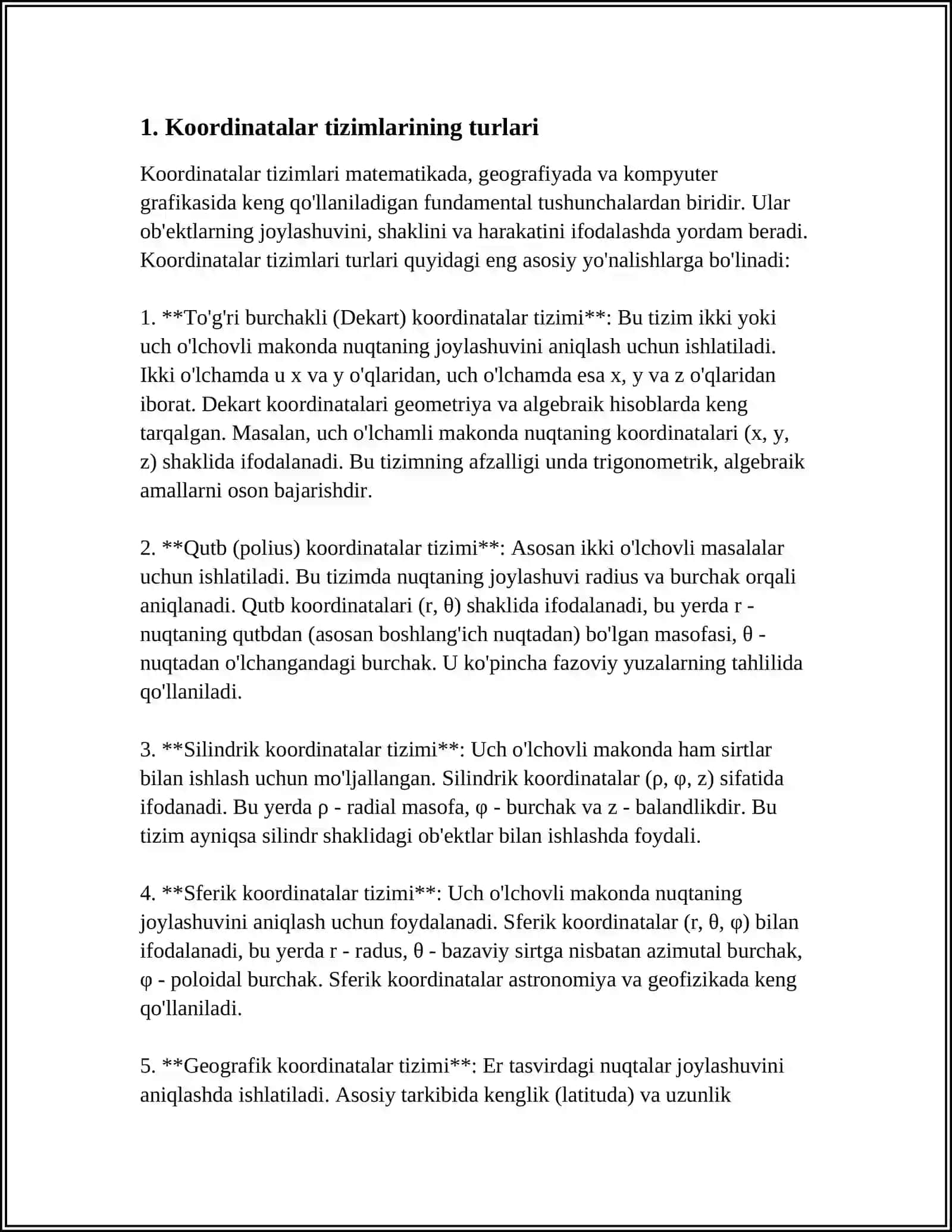 KOORDINATALAR TIZIMLARI VA ULARNING XUSUSIYATLARI 3